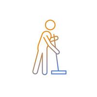 Cleaning with mop gradient linear vector icon. Person with mop cleaning house. Commonplace household duties. Thin line color symbol. Modern style pictogram. Vector isolated outline drawing