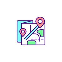 Lowering traffic intensity RGB color icon. Route map. Reducing urban air pollution. Road ecology. Tracking location. Urban environment. Isolated vector illustration. Simple filled line drawing