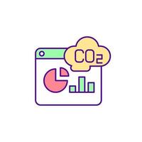 Carbon emissions measurement RGB color icon. Reducing greenhouse gases. Carbon footprint. Fighting global warming. Calculating emissions. Isolated vector illustration. Simple filled line drawing