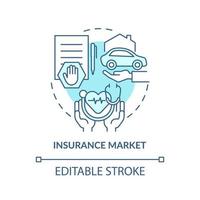 Insurance marketplace concept icon. Life, vehicle, real estate, health coverage process abstract idea thin line illustration. Vector isolated outline color drawing. Editable stroke