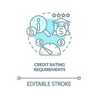 Credit rating concept icon. Banking system regulation process. Credit requirements. Financial management abstract idea thin line illustration. Vector isolated outline color drawing. Editable stroke