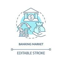 Banking system concept icon. Issuing loans. Opening deposit. Financial help. Banking services abstract idea thin line illustration. Vector isolated outline color drawing. Editable stroke