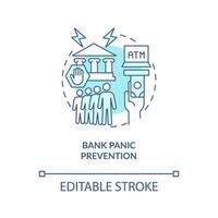 Bank run prevention concept icon. Crisis, bunkruptcy preventive measures. Systemic failure abstract idea thin line illustration. Vector isolated outline color drawing. Editable stroke