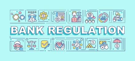 Bank regulation word concepts banner. Market transparency. Infographics with linear icons on blue background. Isolated creative typography. Vector outline color illustration with text