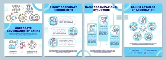 Corporate governance of banks brochure template. Flyer, booklet, leaflet print, cover design with linear icons. Vector layouts for presentation, annual reports, advertisement pages