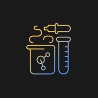 Chemistry gradient vector icon for dark theme. Chemical reaction in beaker. Test tube, pipette. Laboratory equipment. Thin line color symbol. Modern style pictogram. Vector isolated outline drawing