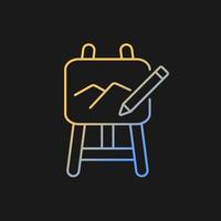 Art gradient vector icon for dark theme. Painting on drawing easel, pencil. Hands-on creative project in class. line color symbol. Modern style pictogram. Vector isolated outline drawing