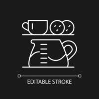 Tea stations white linear icon for dark theme. Encourage interaction between coworkers. Thin line customizable illustration. Isolated vector contour symbol for night mode. Editable stroke