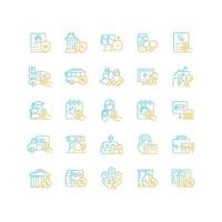 Employee perks and bonuses gradient linear vector icons set. Workplace benefits. Enhancing worker experience. Thin line contour symbols bundle. Isolated outline illustrations collection