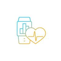 Health trackers for workers gradient linear vector icon. Monitoring employee wellbeing. Wearing fitness tracker. Thin line color symbol. Modern style pictogram. Vector isolated outline drawing