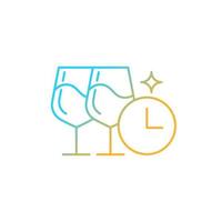 Company happy hour gradient linear vector icon. Strengthening work bonds. Drinking wine. Reward for achievements. Thin line color symbol. Modern style pictogram. Vector isolated outline drawing