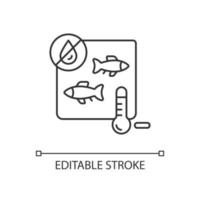 Freeze drying fish linear icon. Method of preservation. Vacuum and sublimation. Thin line customizable illustration. Contour symbol. Vector isolated outline drawing. Editable stroke