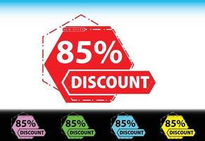85 percent discount new offer logo and icon design template vector