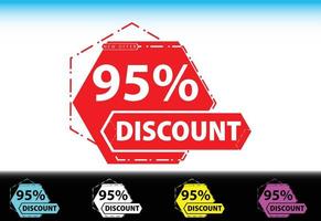 95 percent discount new offer logo and icon design template vector