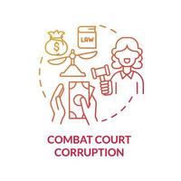 Combat court corruption red concept icon. Corrupt judicial system abstract idea thin line illustration. Bribery and political interference in court. Vector isolated outline color drawing.