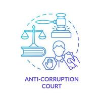 Anti corruption court system concept icon. Stop bribery in judicial system abstract idea thin line illustration. Governmental anti corruption activities. Vector isolated outline color drawing.