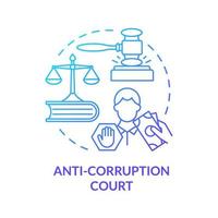 Anti corruption court system concept icon. Stop bribery in judicial system abstract idea thin line illustration. Governmental anti corruption activities. Vector isolated outline color drawing.