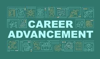 Career advancement green word concepts banner. Professional development. Infographics with linear icons on green background. Isolated creative typography. Vector outline color illustration with text