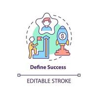 Define success concept icon. Personal achievement. Employee goals in work. Career advancement abstract idea thin line illustration. Vector isolated outline color drawing. Editable stroke