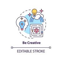 Be creative concept icon. Innovative thinking for projects. Personality trait. Career advancement abstract idea thin line illustration. Vector isolated outline color drawing. Editable stroke