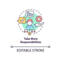 Take more responsibilities concept icon. Corporate leader. Personal trait for employee. Career advancement abstract idea thin line illustration. Vector isolated outline color drawing. Editable stroke