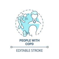 People with copd blue concept icon. Respiratory rehabilitation abstract idea thin line illustration. Chronic obstructive pulmonary disease. Vector isolated outline color drawing. Editable stroke