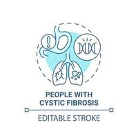 People with cystic fibrosis blue concept icon. Genetic respiratory illness abstract idea thin line illustration. Airway blocked with mucus. Vector isolated outline color drawing. Editable stroke