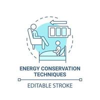 Energy conservation technique blue concept icon. Pulmonary rehabilitation abstract idea thin line illustration. Respiratory therapy. Vector isolated outline color drawing. Editable stroke