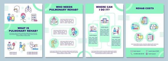 Respiratory rehabilitation and recovery brochure template. Flyer, booklet, leaflet print, cover design with linear icons. Vector layouts for presentation, annual reports, advertisement pages