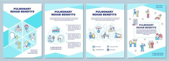 plantilla de folleto de beneficios de rehabilitación pulmonar. folleto, folleto, impresión de folleto, diseño de portada con iconos lineales. diseños vectoriales para presentación, informes anuales, páginas de publicidad vector