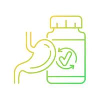 Digestive supplements gradient linear vector icon. Digestion support pills. Enzymes for IBS. Enzyme insufficiency. Thin line color symbol. Modern style pictogram. Vector isolated outline drawing