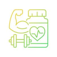 Cardiovascular supplements for athletes gradient linear vector icon. Cardio supplements to boost stamina and endurance. Thin line color symbol. Modern style pictogram. Vector isolated outline drawing