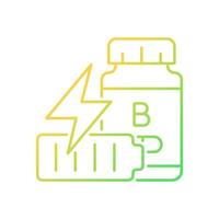 B vitamins for fatigue gradient linear vector icon. Supplements to combat tiredness and weakness. Stress reduction. Thin line color symbol. Modern style pictogram. Vector isolated outline drawing