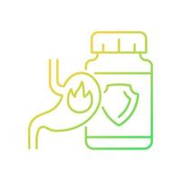 Acid reflux supplements gradient linear vector icon. Heartburn medication. Burning chest pain. Digestion problems. Thin line color symbol. Modern style pictogram. Vector isolated outline drawing