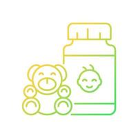 Kid growth supplements gradient linear vector icon. Child development complementary medication. Balanced diet. Thin line color symbol. Modern style pictogram. Vector isolated outline drawing