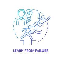 Learn from failure blue gradient concept icon. Happiness mindset abstract idea thin line illustration. Mistakes and setbacks as motivation to self development. Vector isolated outline color drawing