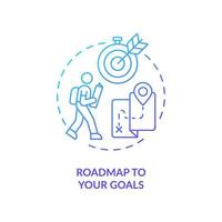 Roadmap to your goals blue gradient concept icon. Define personal path abstract idea thin line illustration. Goal setting. Happiness mindset component. Vector isolated outline color drawing