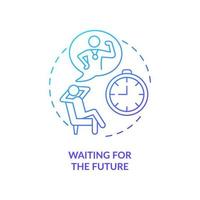 Waiting for future blue gradient concept icon. Unhappy mindset abstract idea thin line illustration. Wait for tomorrow to change life. Happiness obstacle. Vector isolated outline color drawing