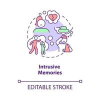 Intrusive memories concept icon. Hate speech effect abstract idea thin line illustration. Flashbacks of traumatic event. Unwanted thoughts. Vector isolated outline color drawing. Editable stroke