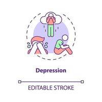 Depression concept icon. Hate speech effect abstract idea thin line illustration. Negative impact on mental state. Mood disorder. Vector isolated outline color drawing. Editable stroke