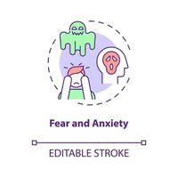 Fear and anxiety concept icon. Hate speech effect abstract idea thin line illustration. Post-traumatic stress. Impact on psychological wellbeing. Vector isolated outline color drawing. Editable stroke