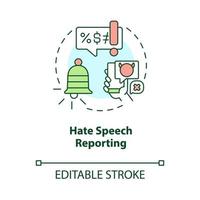 Hate speech reporting concept icon. Hate speech countering abstract idea thin line illustration. Combating bias crime effectively. Vector isolated outline color drawing. Editable stroke