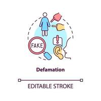 Defamation concept icon. Non-protected speech type abstract idea thin line illustration. Communicating false statement. Malicious comments. Vector isolated outline color drawing. Editable stroke