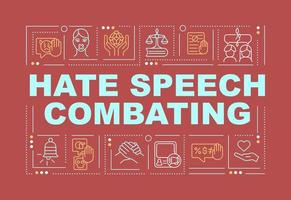 Hate speech tackling word concepts banner. Criminal punishment. Infographics with linear icons on blue background. Isolated creative typography. Vector outline color illustration with text