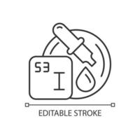 Iodine-starch test linear icon. Starch identification testing. Amylum presence in products. Thin line customizable illustration. Contour symbol. Vector isolated outline drawing. Editable stroke