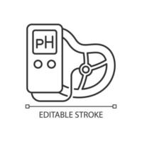 Food pH measurement linear icon. Products acidity and alkalinity amount. Nutrition pH value. Thin line customizable illustration. Contour symbol. Vector isolated outline drawing. Editable stroke