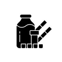 Melamine contamination testing black glyph icon. Hazardous products with melamine. Health harming food additives detection. Silhouette symbol on white space. Vector isolated illustration