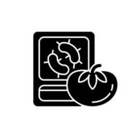 PCR food testing black glyph icon. Human pathogen detection. Polymerase chain reaction method. Technology for food analysis. Silhouette symbol on white space. Vector isolated illustration