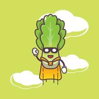 cute super lettuce cartoon character illustration vector