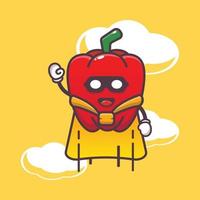 cute super red paprika cartoon character illustration vector